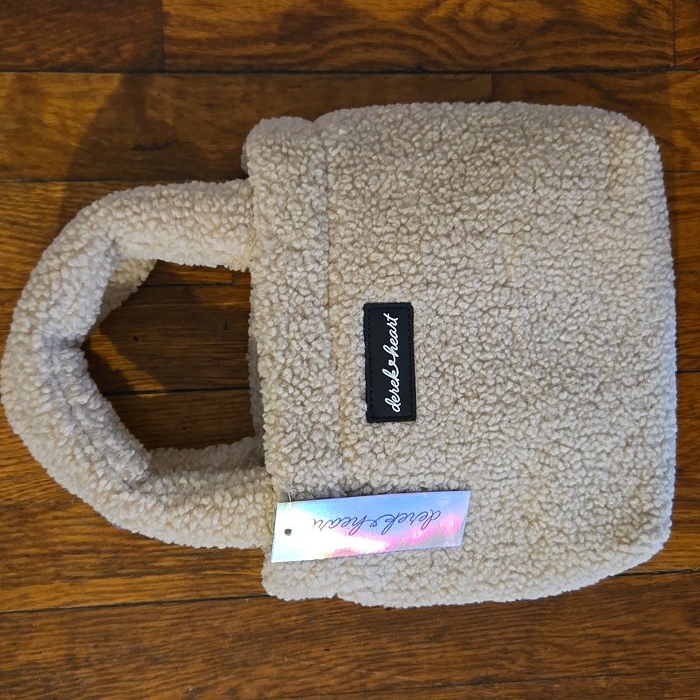 Derek Heart Fuzzy Tote Bag With Built in Shoulder Straps